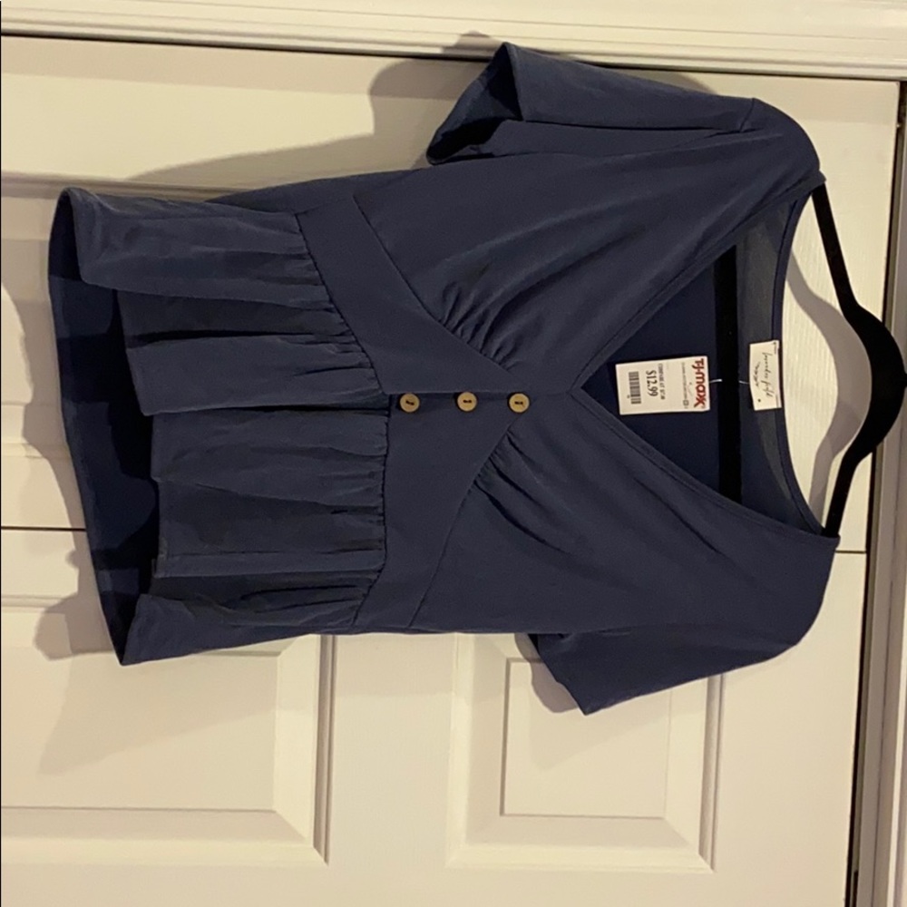 Never worn dark blue button blouse